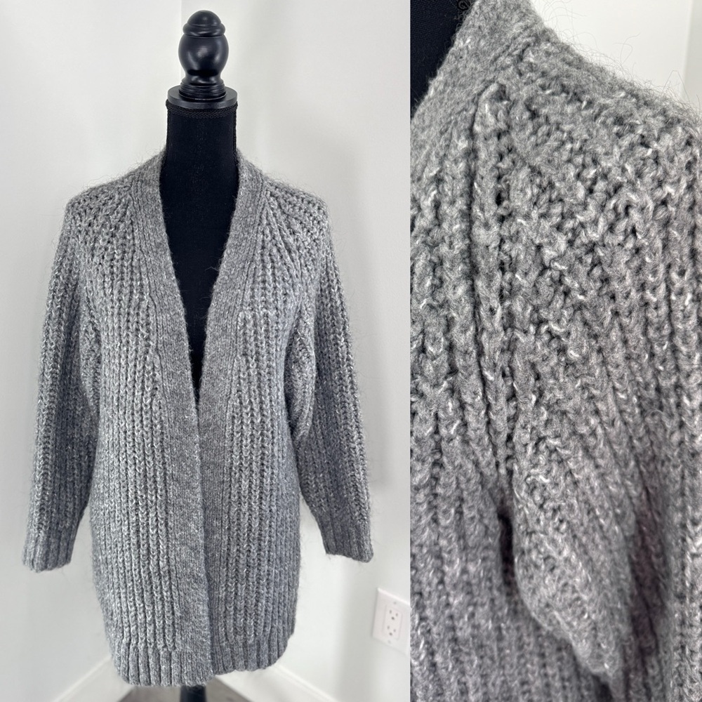 Zara Thick Knit Gray Front Open Women’s Long Cardigan (S)